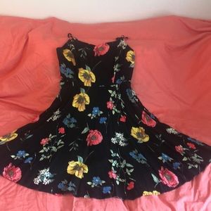 Cute Black and Floral Skater Dress